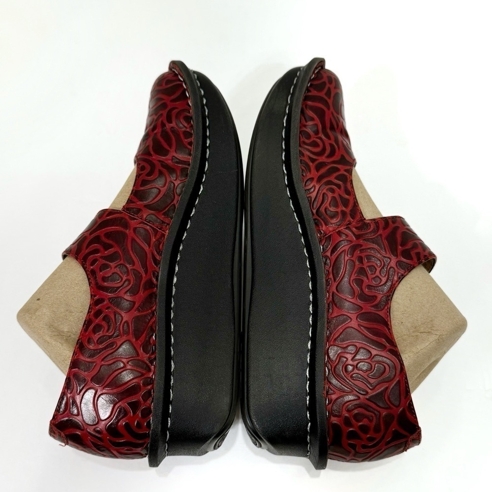Algeria Paloma Wine Embossed Rose Mary Jane Shoe Size EU 36 US 6 - Picture 8 of 12